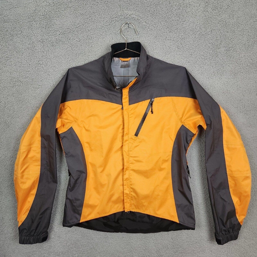 REI Ride Dry Cycling Long Sleeve Rear Extension Jacket Size M Orange Gray